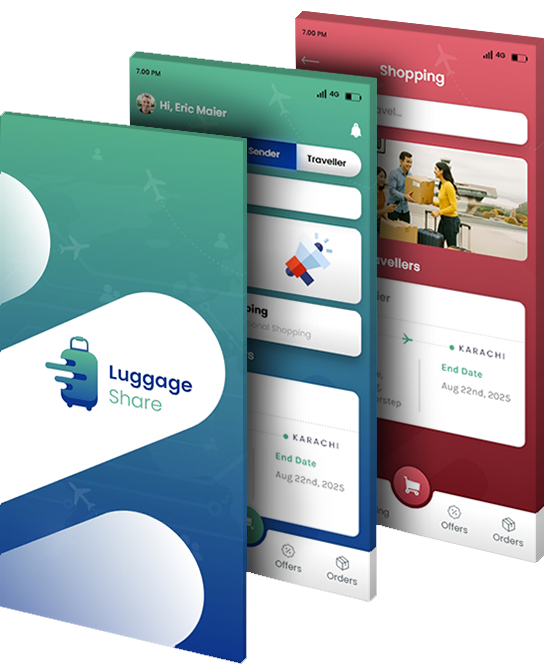 luggage share app three screens