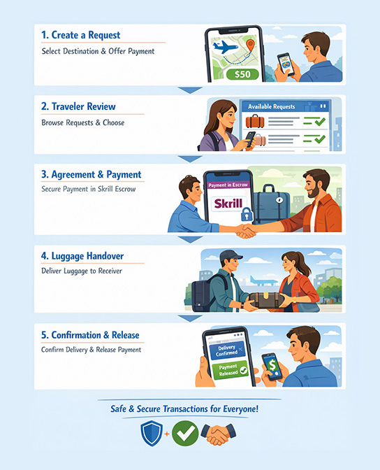 Secure Luggage Sharing Journey