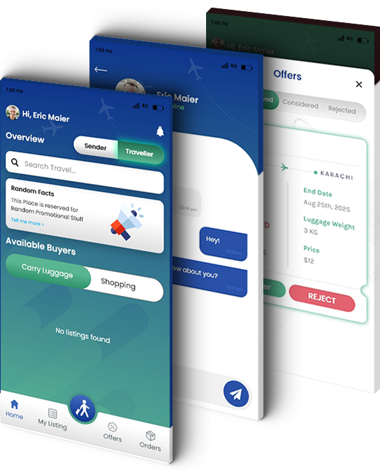 traveller dashboard screens